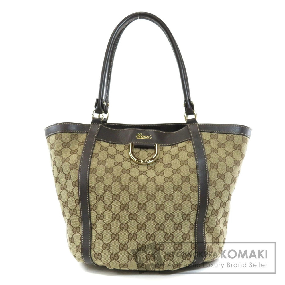 Gucci GG Canvas Abbey Tote brown leather